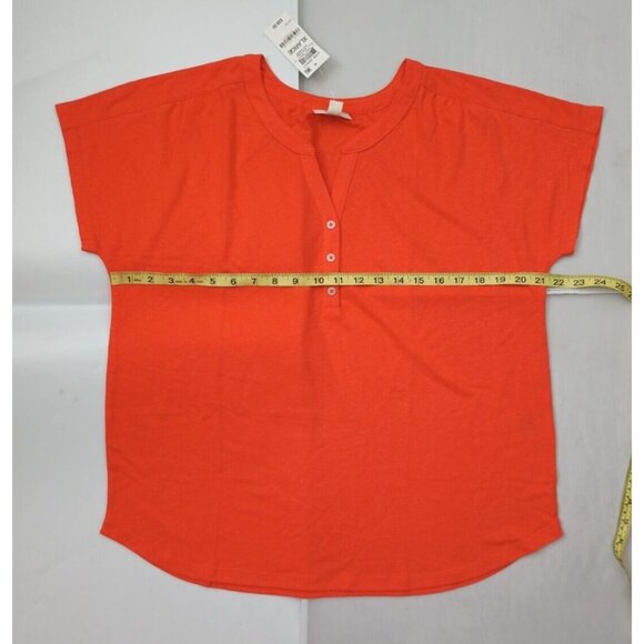 Style & Co XL Core Henley Wild Orange Cotton Blend Womens Top - Picture 5 of 10